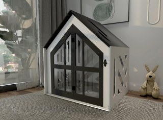Moderne Hundehütte aus MDF Indoor Hundebox Möbel Katzenhaus & Hundebett Stilvolles Haustierhaus für Hunde & Katzen