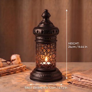 Beyaz Geometrik Metal Fener | Selçuklu Yıldızı Desenli Tealight Mumluk | Minimalist Fas Tarz - görsel 7