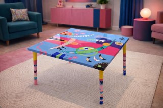 Bunter Harz-Beistelltisch, Abstrakte Kunst Couchtisch, Handgefertigte Möbel