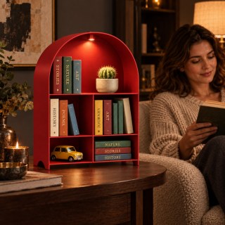 Moderner Metallbücherregal mit LED-Beleuchtung | Multifunktionales dekoratives Regal | Haushaltsorganisator