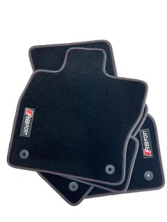 Premium Auto Fußmatten Set für Audi A1 – Maßgeschneiderte Velours & Kunstleder Automatten Set 4-teilig (Modell 1, Audi A1er 2010 - 2018)