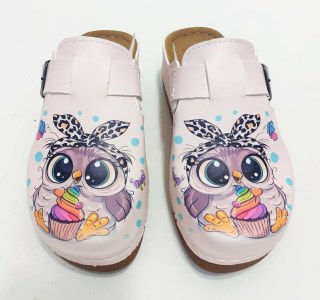 DOGİYE 3219 Anatomische Hausschuhe mit Eulenmotiv – Bequeme Pantoletten mit Ergonomischer Komfortsohle, Bunte Damen & Herren Clogs für Zuhause, Garten & Freizeit, Größen 36–41