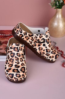 DOGİYE 3025 Leopardenmuster Orthopädische Anatomische Pantoletten – Damen Komfort Hausschuhe mit Rutschfester Sohle, 3 cm Absatz