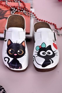 DOGİYE 3013 Süße Katze Anatomische Orthopädische Pantoletten – Damen Komfort Hausschuhe mit Rutschfester Sohle, 5 cm Absatz