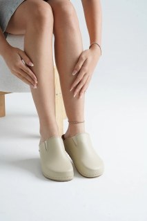 Damenpantoffeln, Sandalen, 8134 Creme Pantoffeln